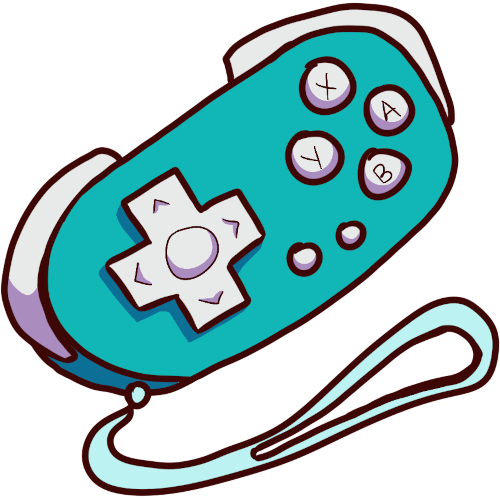 image of a teal mini controller with white buttons and triggers and a light blue wrist strap